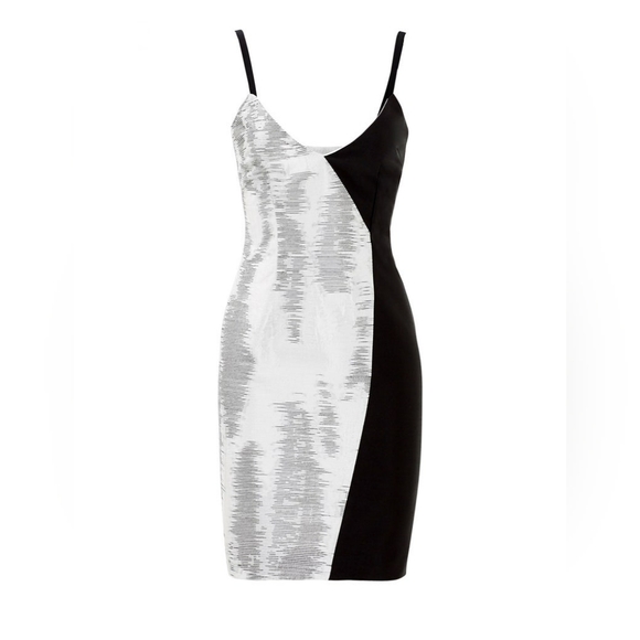 $2,187 BIBHU MOHAPATRA TWO FACE DRESS BLACK WHITE RUNWAY DRESS US 10 - Picture 1 of 7